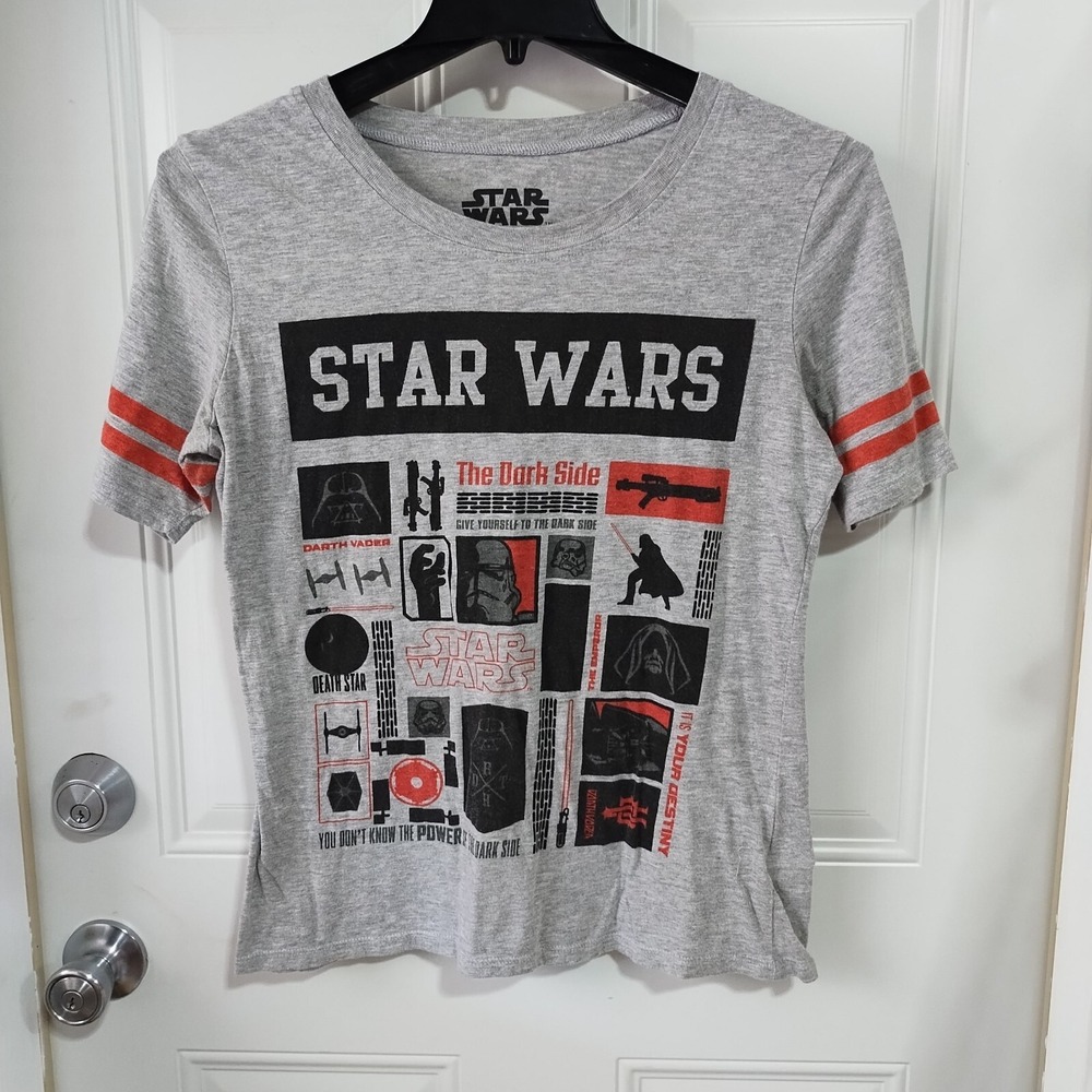 Star Wars The Dark Side Graphic Youth Kids XL Size 15-17 Gray T-shirt Stripes
